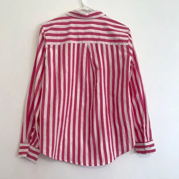 MAURICES Pink Striped Button Up Shirt White 100% Cotton Long Sleeve Button Down - Picture 12 of 16